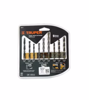 Juego de 9 brocas Truper JBMX-9___02 Juego de brocas Truper JBMX para Metal Concreto y Madera