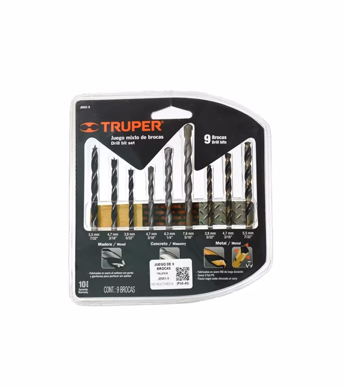 Juego de  brocas para metal concreto y madera Truper JBMX  Set de  Brocas Truper JBMX