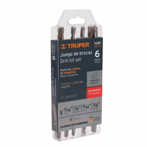 Juego de Brocas para Concreto 6 Piezas Truper JBCT Juego de Brocas para Concreto 6 Piezas Truper JBCT Brocas para Concreto de 6 Piezas en Carburo de tungsteno Truper JBCT 11295