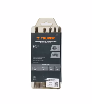 Juego de Brocas para Concreto 6 Piezas Truper JBCT Brocas para Concreto de 6 Piezas en Carburo de tungsteno Truper JBCT 11295