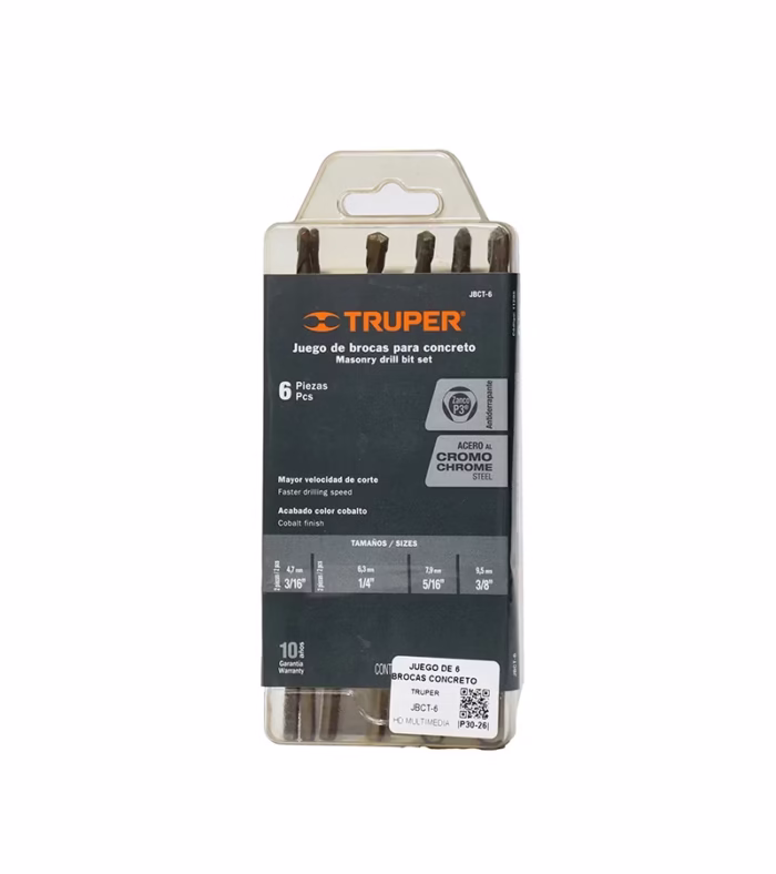 Juego de Brocas para Concreto  Piezas Truper JBCT Brocas para Concreto de  Piezas en Carburo de tungsteno Truper JBCT