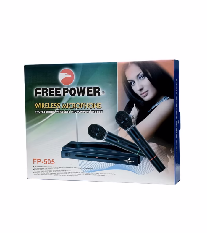 Micrófono Inalámbrico Doble   Free Power FP  Micrófono Inalámbrico Doble con Frecuencia VHF   Free Power FP  Micrófono de Frecuencia Fija VHF
