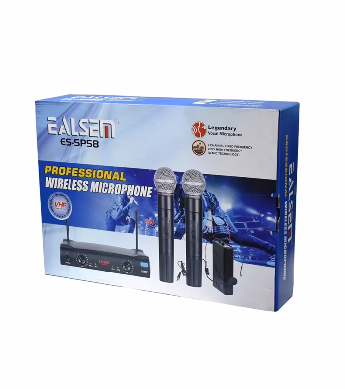 Micrófono Inalámbrico Doble de Vincha VHF Ealsem ES SP Micrófono Inalámbrico VHF con Doble Vincha y Control de Volumen   Ealsem ES SP