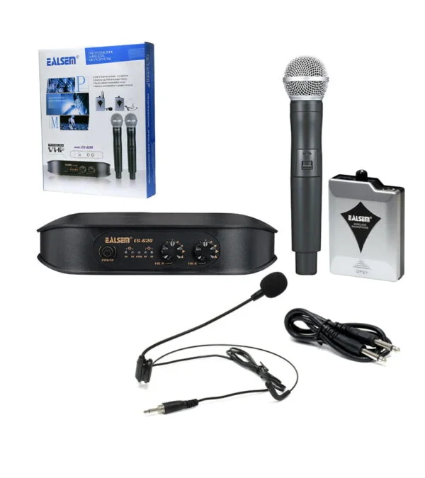 Micrófono Inalámbrico VHF de vincha y Mano Ealsem ES-620 Micrófono Inalámbrico de Vincha y Mano con Frecuencia VHF - Ealsem ES-620