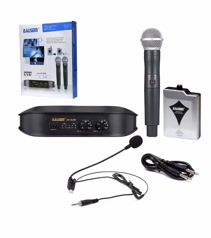 Micrófono Inalámbrico VHF de vincha y Mano Ealsem ES 620 HD Multimedia PERU SAC Micrófono Inalámbrico VHF de vincha y Mano Ealsem ES Micrófono Inalámbrico de Vincha y Mano con Frecuencia VHF Ealsem ES