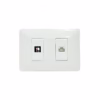 Placa de Pared RJ Telefónico y Red Cate Opalux BM Wall Plated con Puerto Telefónico y RJ cate   Opalux BM