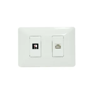 Placa de Pared RJ11 Telefónico y Red Cat5e Opalux BM1876 Wall Plated con Puerto Telefónico y RJ45 cat5e - Opalux BM1885