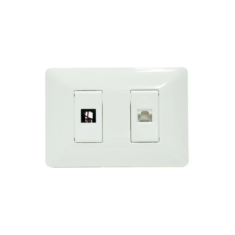 Placa de Pared RJ11 Telefónico y Red Cat5e Opalux BM1876 Wall Plated con Puerto Telefónico y RJ45 cat5e - Opalux BM1885