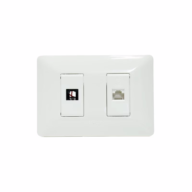 Placa de Pared RJ Telefónico y Red Cate Opalux BM Wall Plated con Puerto Telefónico y RJ cate   Opalux BM