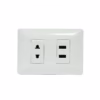 Placa de Pared USB de Carga x con Toma Eléctrica PlanoRedondo NEMA Opalux BM Wall Plated con  Puertos USB de Carga y  Puerto de Toma Eléctrica Americana Opalux BM