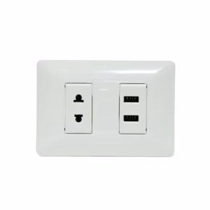 Placa de Pared USB Opalux BM | Carga Rápida y Tomacorriente Integrado