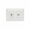 Placa de Pared con Coaxial y Red Cate Opalux BM Wall Plated con Puerto Coaxial y RJ cate   Opalux BM