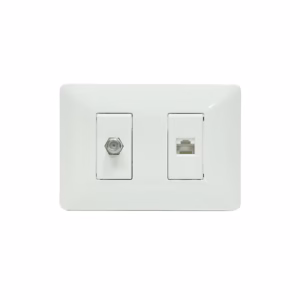 Placa de Pared con Coaxial y Red Cat5e Opalux BM1885 Wall Plated con Puerto Coaxial y RJ45 cat5e - Opalux BM1885