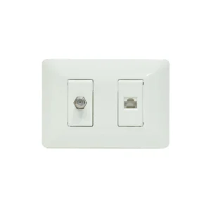 Placa de Pared con Coaxial y Red Cat5e Opalux BM1885 Wall Plated con Puerto Coaxial y RJ45 cat5e - Opalux BM1885