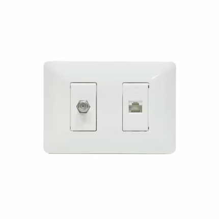 Placa de Pared con Coaxial y Red Cat5e Opalux BM1885 Wall Plated con Puerto Coaxial y RJ45 cat5e - Opalux BM1885