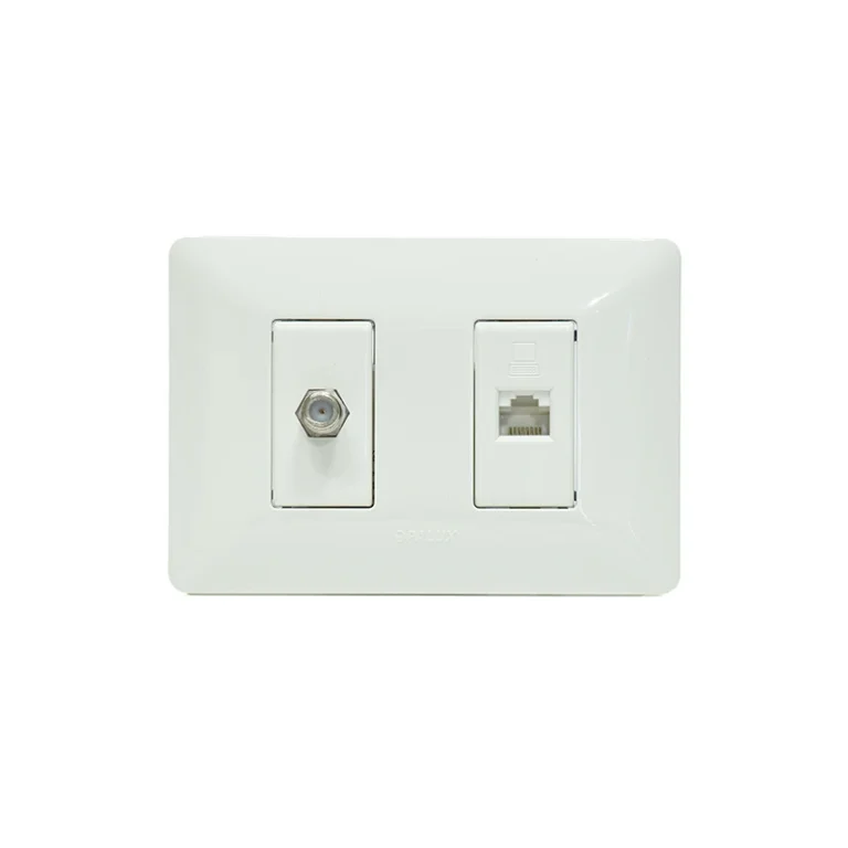 Placa de Pared con Coaxial y Red Cat5e Opalux BM1885 Wall Plated con Puerto Coaxial y RJ45 cat5e - Opalux BM1885