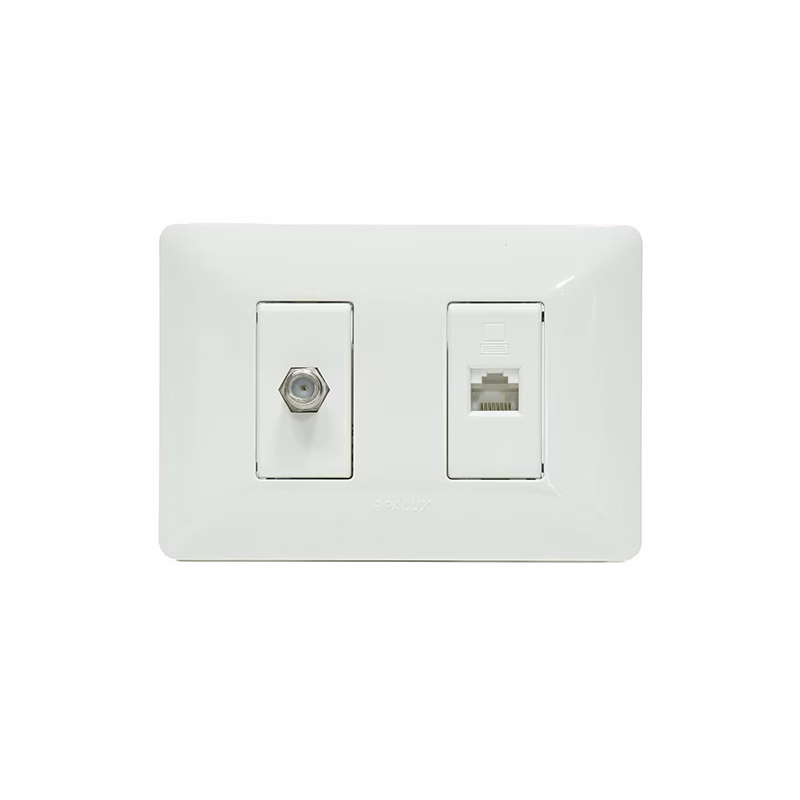 Placa de Pared con Coaxial y Red Cate Opalux BM Wall Plated con Puerto Coaxial y RJ cate   Opalux BM