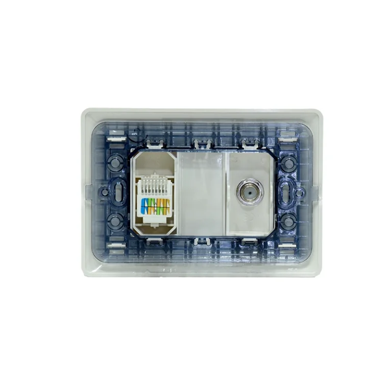 Placa de Pared con Coaxial y Red Cat5e Opalux BM1885 Wall Plated con Puerto Coaxial y RJ45 cat5e - Opalux BM1885