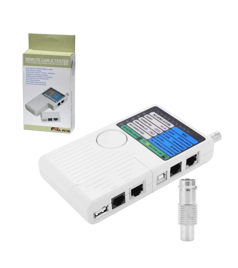 Probador de Cable UTP BNC USB y Telefónico High Full Max HFM-C14: ¡Verifica tus Conexiones con Precisión!