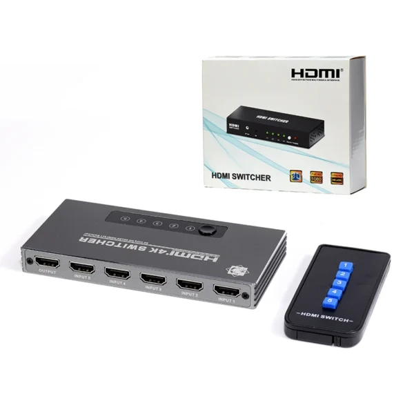 Selector HDMI 5 Entradas 1 Salida Switch 4K Delcom DSWI004 Switch HDMI 5x1 para  Video y Audio HDMI hasta 4K v2.0 Delcom DSWI004, Selector de Video HDMI