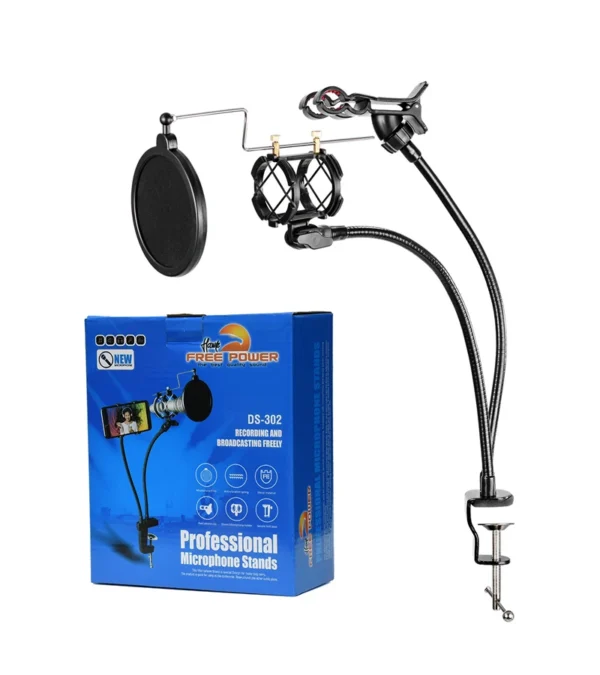 Soporte para Micrófono con Clip para Celulares DS-302 Soporte de Micrófono con Clip para Celular para Mesa - Hawk Free Power DS-302, Porta Micrófono con Celular para Mesa o Escritorio HFM, ZZ-DS-302
