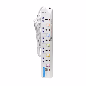 Supresor de Pico de 3 Metros con 2 USB de Carga Opalux OP-105USB Regleta Eléctrica con Cable de 3 Metros, 5 Tomas Universales y 2 Puertos USB de Carga - Opalux OP-105USB