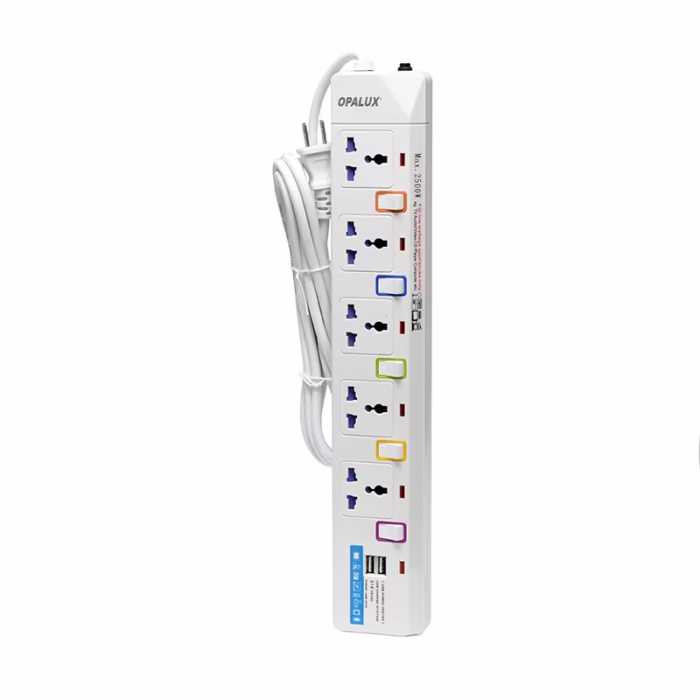 Supresor de Pico de  Metros con  USB de Carga Opalux OP USB Regleta Eléctrica con Cable de  Metros  Tomas Universales y  Puertos USB de Carga   Opalux OP USB