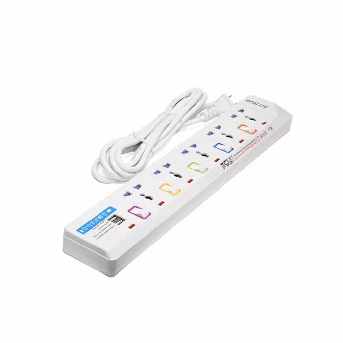 Supresor de Pico de  Metros con  USB de Carga Opalux OP USB Regleta Eléctrica con Cable de  Metros  Tomas Universales y  Puertos USB de Carga   Opalux OP USB