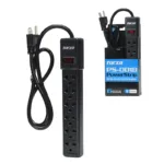 Supresor de Picos de 6 Tomas - Forza PS-001B Supresor de Picos Con 6 Tomas Americanas (Plana y Redonda) y Cable de 1 Metro Forza PS-001B