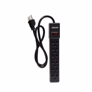 Supresor de Picos de 6 Tomas - Forza PS-001B Supresor de Picos Con 6 Tomas Americanas (Plana y Redonda) y Cable de 1 Metro Forza PS-001B