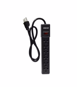 Supresor de Picos de 6 Tomas - Forza PS-001B Supresor de Picos Con 6 Tomas Americanas (Plana y Redonda) y Cable de 1 Metro Forza PS-001B