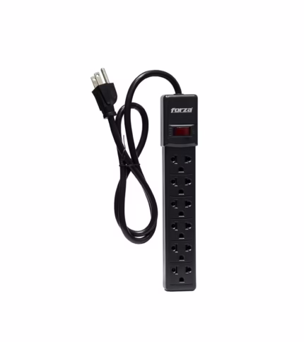 Supresor de Picos de 6 Tomas - Forza PS-001B Supresor de Picos Con 6 Tomas Americanas (Plana y Redonda) y Cable de 1 Metro Forza PS-001B