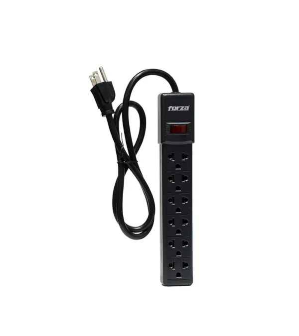 Supresor de Picos de 6 Tomas - Forza PS-001B Supresor de Picos Con 6 Tomas Americanas (Plana y Redonda) y Cable de 1 Metro Forza PS-001B