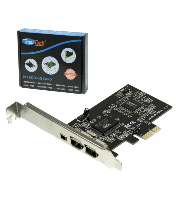 Tarjeta PCI Express Firewire - Trautech PE-PC0034 Tarjeta PCI-e Firewire 1394 con 2 Puertos IEE1394 600 y 1 Puerto IEE1394 400 - Trautech PE-PC0034
