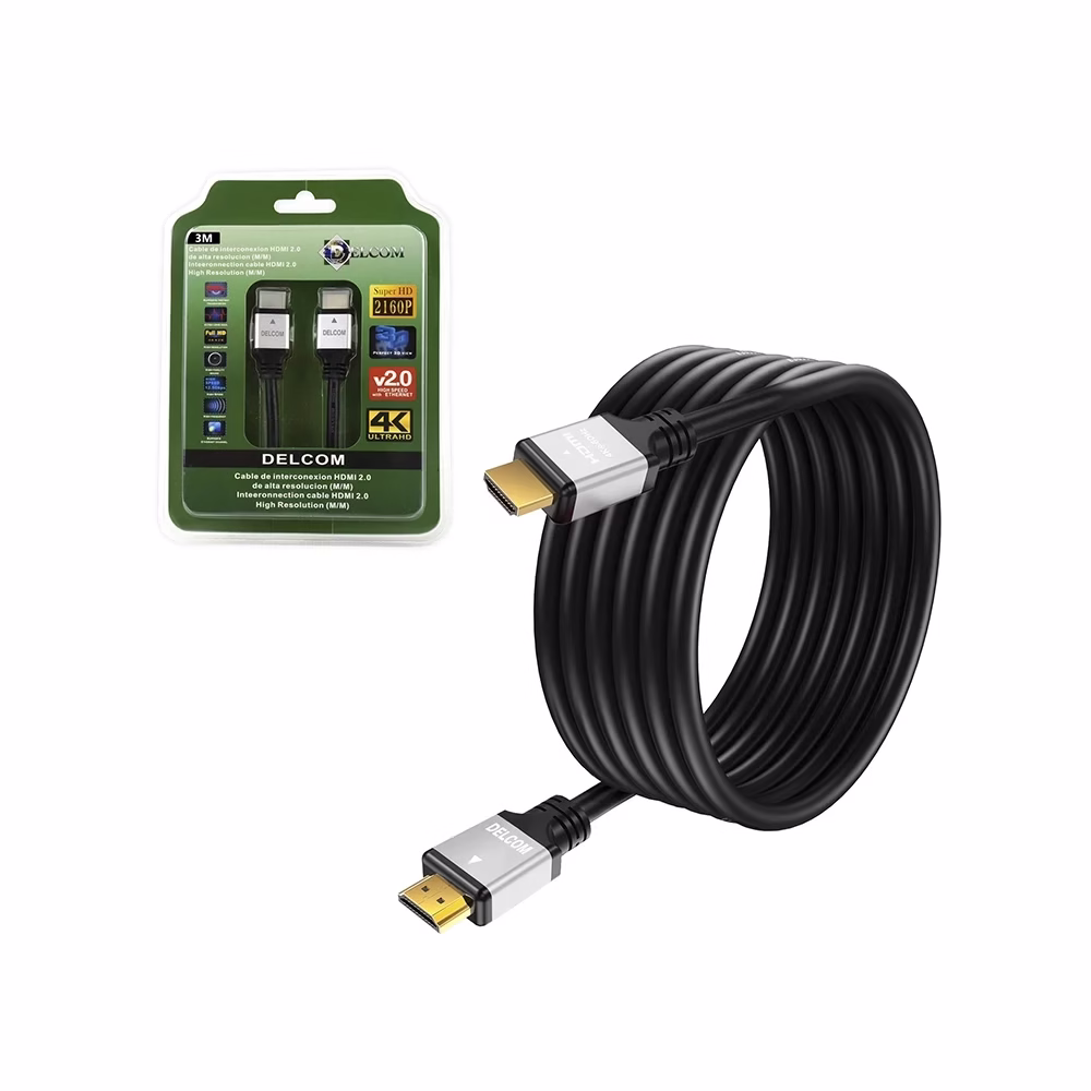 Cable HDMI de 3MT Delcom DCHD041____ HD Multimedia PERU SAC Cable HDMI de MT Delcom DCHD Cable HDMI de Metros Versión Ultra HD KK D con HDR y Audio Retorno Delcom DCHD