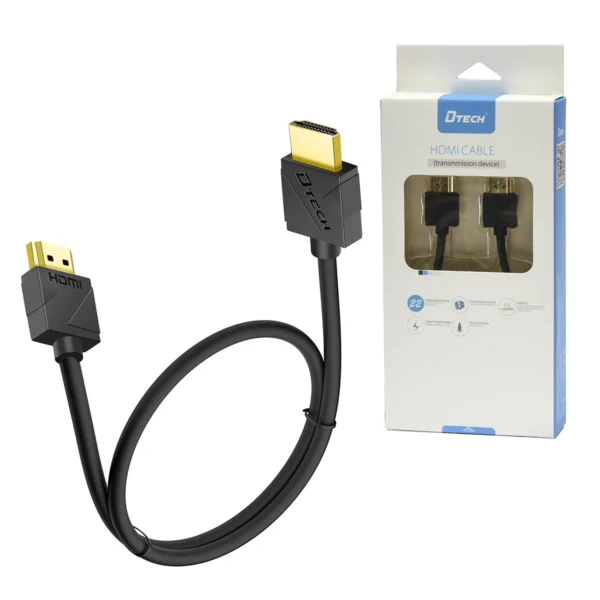 Cable HDMI de 50cm 4K Slim DTECH DT-H202A: ¡Conexión Ultra HD con Máxima Flexibilidad!