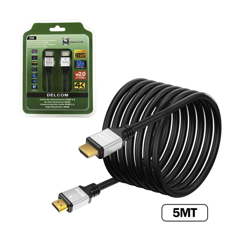 Cable HDMI de 5MT Delcom DCHD042 Cable HDMI de 5 Metros Versión 2.0 Ultra HD 4K*2K 3D con HDR y Audio Retorno - Delcom DCHD042