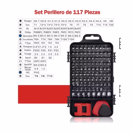 Set de Desarmadores Perilleros de 117 Piezas Finder TM-TL117 Kit de Reparación de 117 piezas, desarmadores de presición con estuche Finder TM-TL117