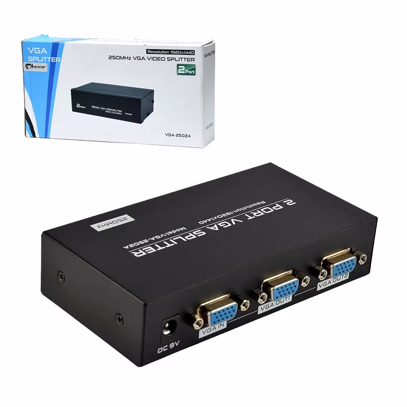 Splitter VGA x Vías de Mhz American NET GP    Splitter de Video VGA con  Entrada  salidas en Simultáneo a Mhz Full HD  x  píxeles American NET GP 