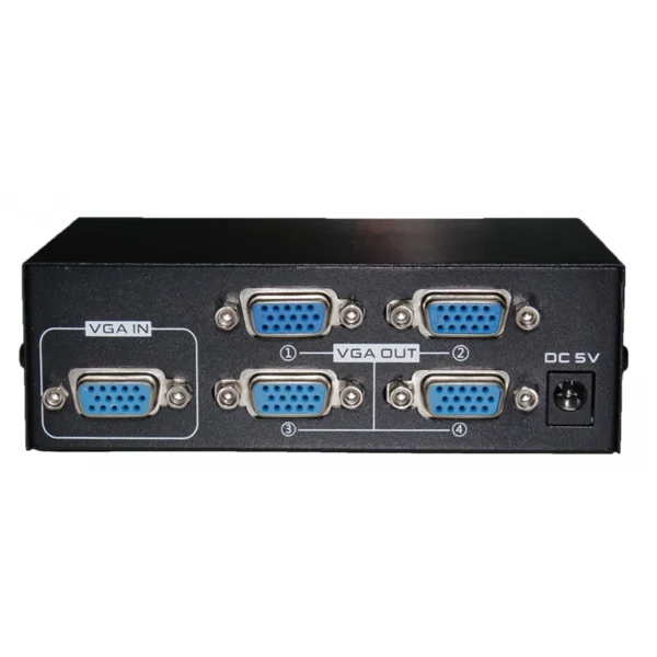 Splitter VGA 1x4 Vías de 200Mhz Trautech PE-VS0043 Splitter de Video VGA con 1 Entrada 4 salidas en Simultáneo a 200Mhz Full HD 1920 x 1280 píxeles - Trautech PE-VS0043