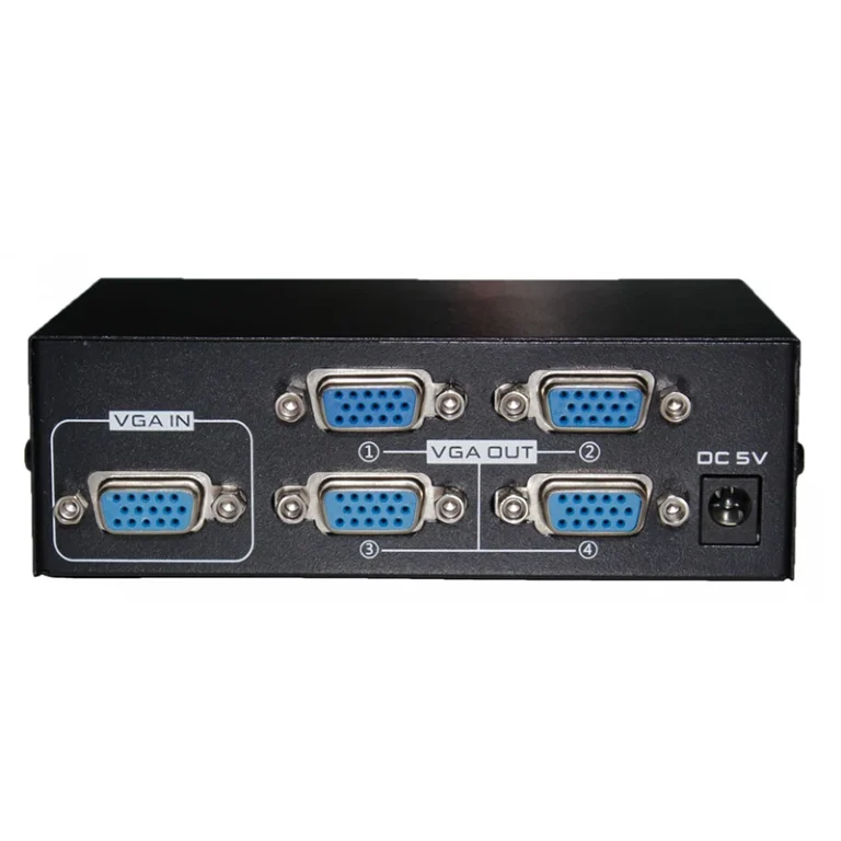 Splitter VGA 1x4 Vías de 200Mhz Trautech PE-VS0043 Splitter de Video VGA con 1 Entrada 4 salidas en Simultáneo a 200Mhz Full HD 1920 x 1280 píxeles - Trautech PE-VS0043