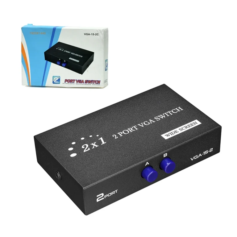 Switch VGA de 2 Entradas 1 Salida - Trautech PE-SC0013 Selector VGA de 2 Entradas 1 Salida - Botón Manual, Full HD 1920x1280 pixeles Trautech PE-SC0013