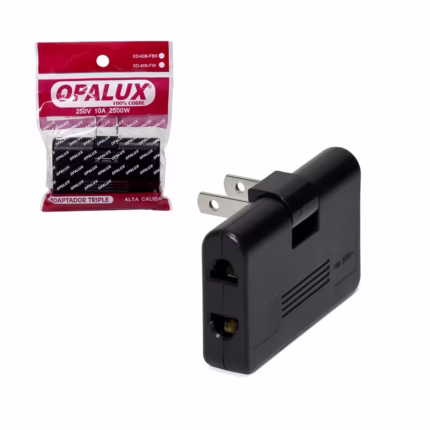 Adaptador de Enchufe Plano Giratorio Opalux XD-608-FBK Adaptador de Enchufe Plano a 90° Grados Regulable con 3 Tomas eléctricas - Opalux
