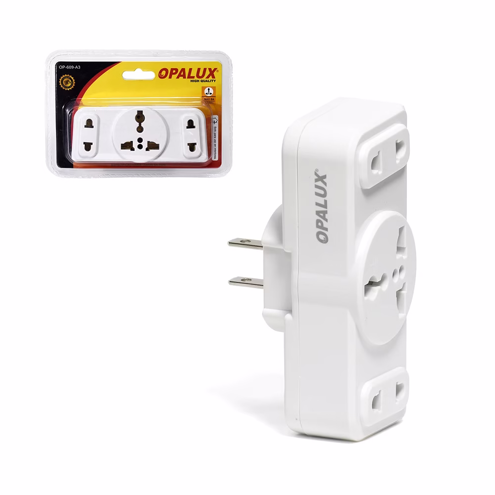 Adaptador de Enchufe Triple Opalux OP  A Adaptador de  Enchufes a  Toma Plana Enchufe Triple para Pared y Viajero Opalux