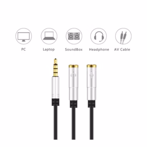Cable Adaptador Bifucador de Audio y Micrófono - Delcom DCAU-020 Cable Divisor de Audio y Micrófono a Mini Plug Macho de 3.5mm - Delcom