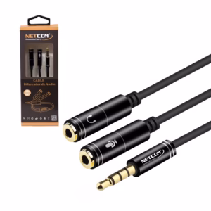 Cable Divisor Audio y Micrófono NETCOM PE RS | Conecta tus Auriculares y Micrófono a tu PC o Laptop