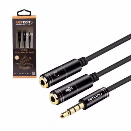 Cable Divisor de Audio y Micrófono NETCOM PE RS Bifucador de Audio y Micrófono para Laptop Separador de Audio para Tableta o Laptop Divisor de audio NETOCM PE RS