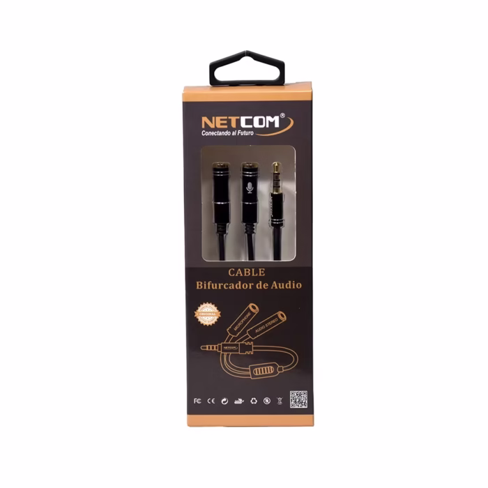 Cable Divisor de Audio y Micrófono NETCOM PE RS Bifucador de Audio y Micrófono para Laptop Separador de Audio para Tableta o Laptop Divisor de audio NETOCM PE RS