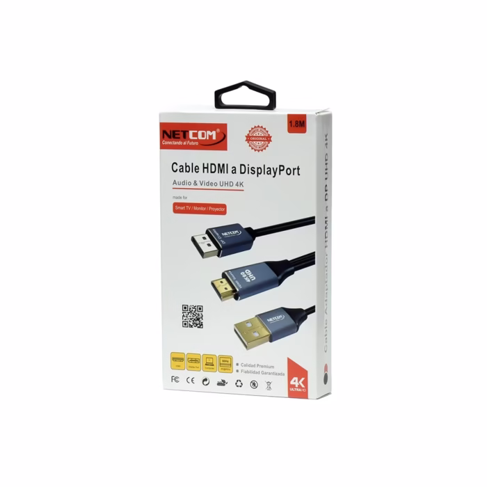 Cable HDMI a DisplayPort Activo NETCOM PE DP Cable Adaptador de HDMI K Ultra HD a DisplayPort Activo   NETCOM PE DP