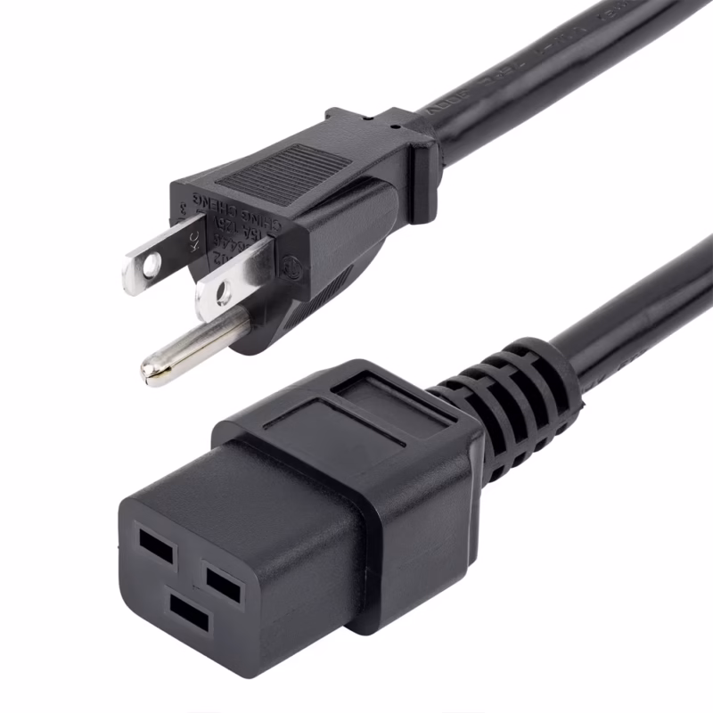 Cable de Poder C19 a Nema 5-15P Trautech___ Cable de Poder C a NEMA P m NETCOM AWGA Energía Segura para Servidores y UPS